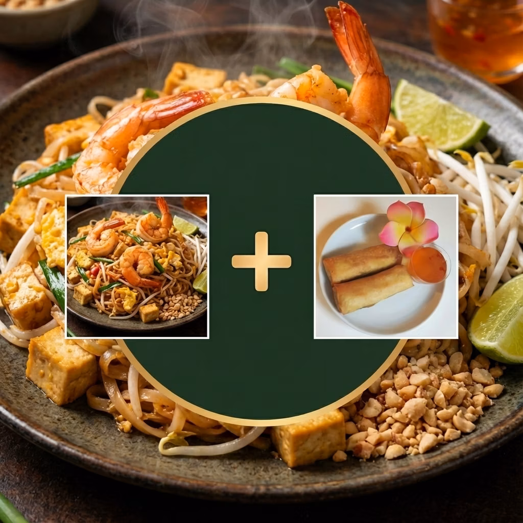 Pad Thai + 2 kevätrullaa