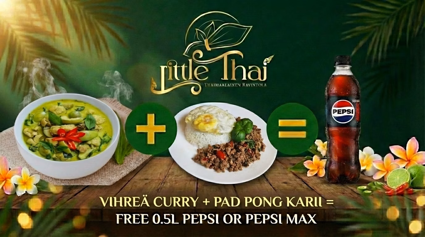 Vihreä Curry + Pad Pong Karii + Pepsi/max 500 ml